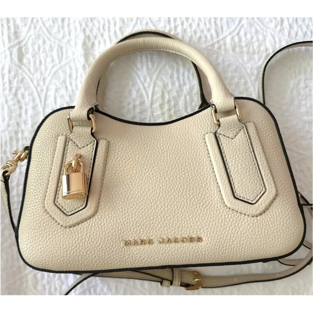 Marc Jacobs Drifter  Crossbody Small Satchel Pebbled Leather Biege